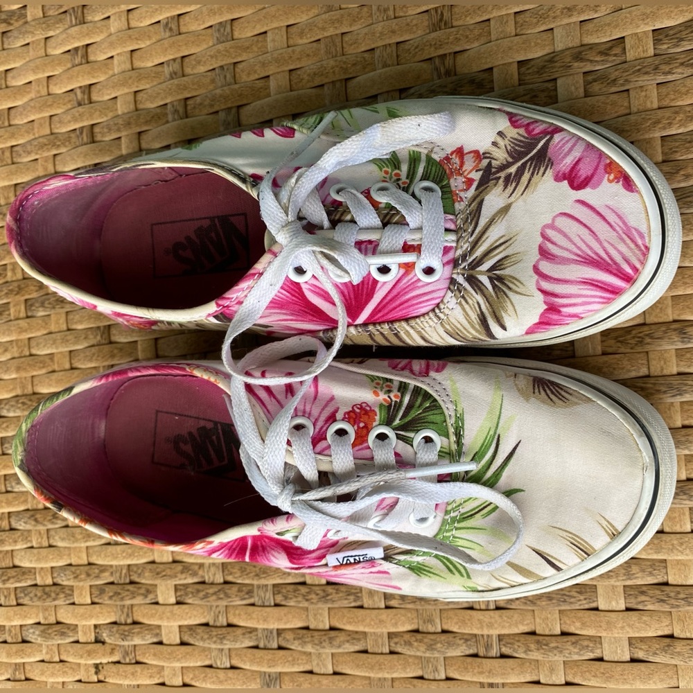 Vans Pink Floral Tropical Sneakers Size 7